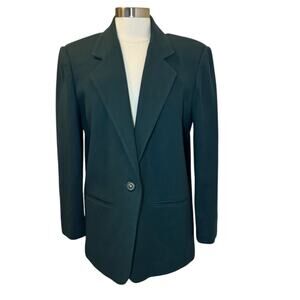Sag Harbor Green 100% Wool One Button Blazer Womens 10 Christmas Holiday